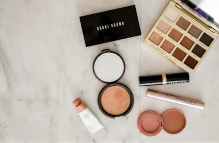 Cosmetics styled for an ad